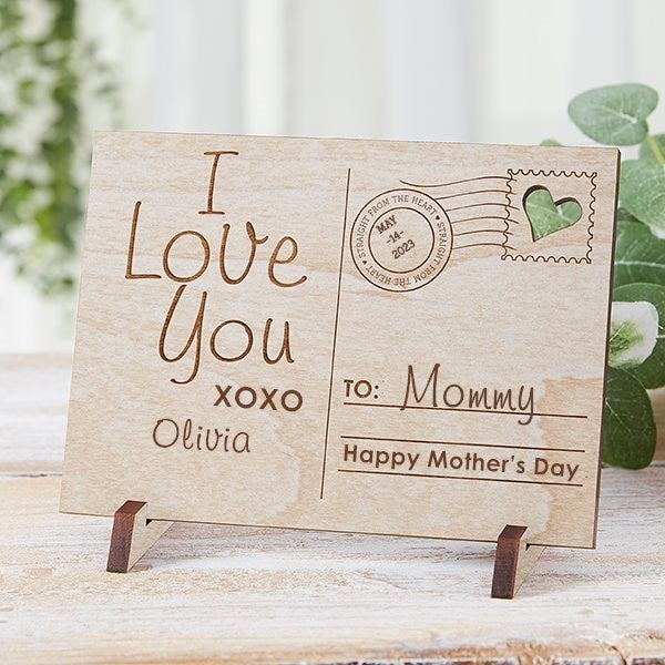Personalized Wood Postcard - Sending Love To Mom