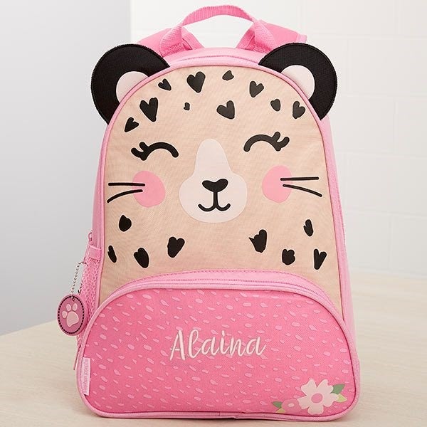 Personalized Leopard Backpack For Girls - Custom Name School Bag With Multiple Pockets, Durable Polyester