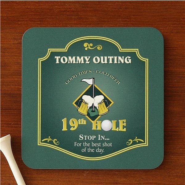 19th Hole Personalized Bar Coaster