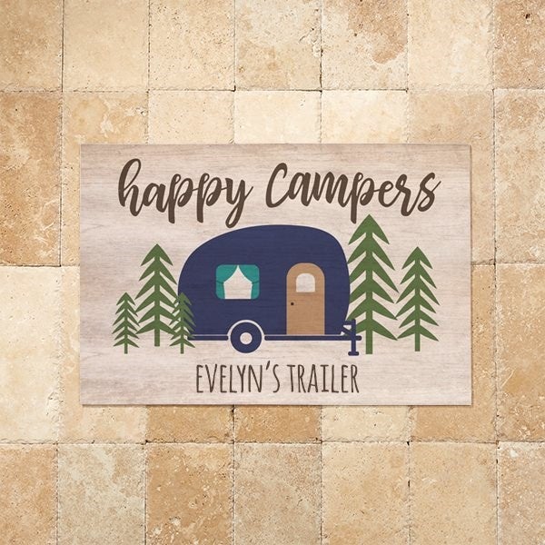 Happy Campers Doormat, Campng Mat, Camper Famly Name Rug, Campng