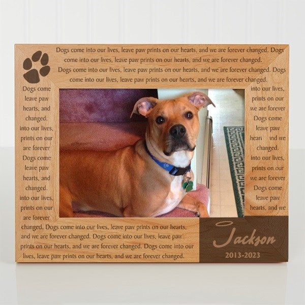 Personalised Photo Frame You Left Your Paw Prints Forever In My Heart Pet Dog Memorial Engraved Wooden Frame 5x7 Gift-923418