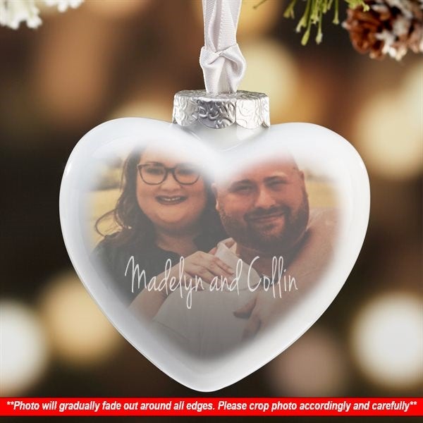 Personalized Wedding Ornament First Christmas Married 100% Ceramic Heart Shaped Ornament For Newlyweds