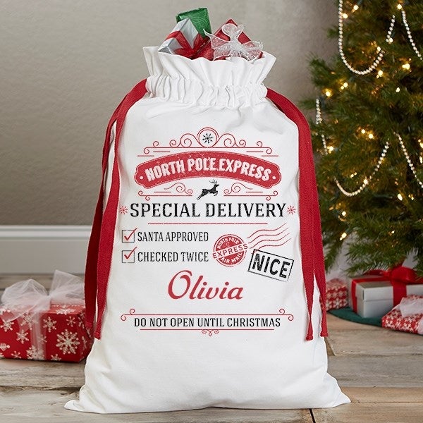 Mr. Pen Personalized Santa Sacks - 26x19 Inch Christmas Gift Bags, Canvas Storage With Drawstring