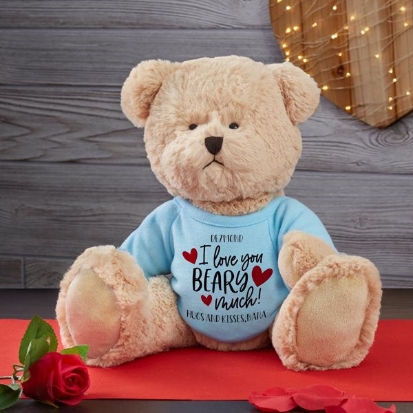 I Love You Beary Much Personalized Teddy Bear Blue