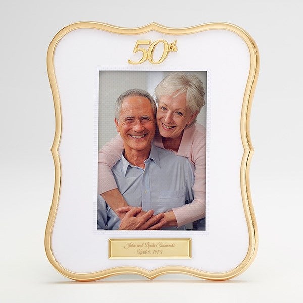 Engraved Golden 50th Anniversary Picture Frame
