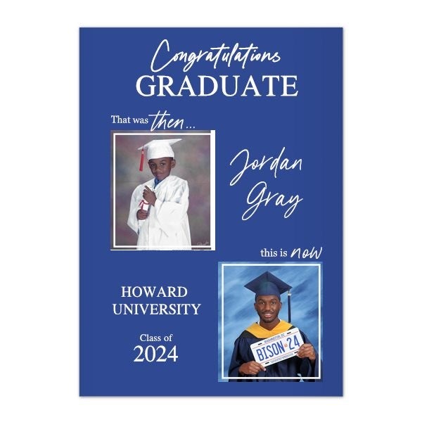 Then & Now Graduate Personalized Photo Graduation Greeting Card