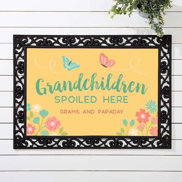 Personalized Doormat 20x35 Grandchildren Spoiled Here