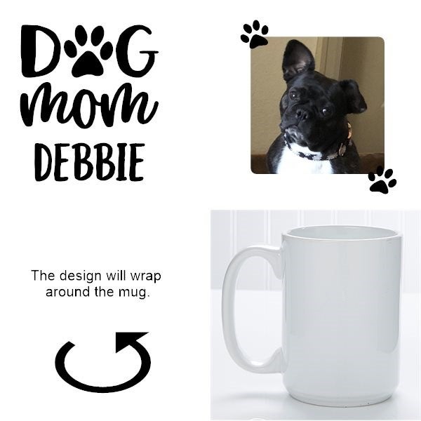 Dog Mom Personalized Coffee Mug 15 oz.- White