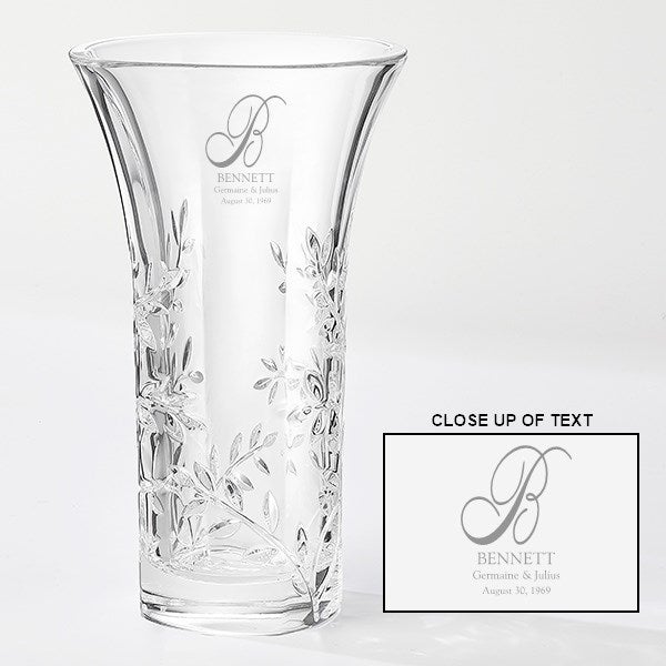 Vera Wang Personalized Wedding Monogram Crystal Leaf Vase