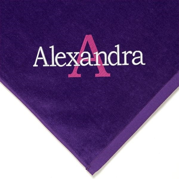 thumbnail image 2 of Personalized Plaid Vintage Embroidered Text Beach Towel 2 of 13