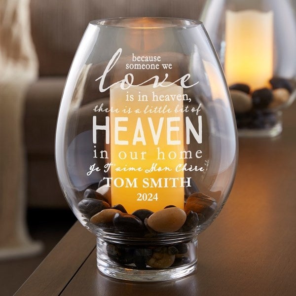 Memorial Lantern With LED Candles – “Heaven In Our Home” Outdoor/Indoor Remembrance Light