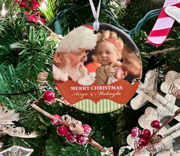 Personalized 2-Sided Photo Christmas Ornament Classic Holiday