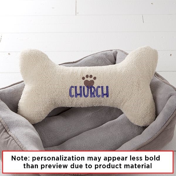 Heart Paw Print Personalized Dog Bone Pillow Small