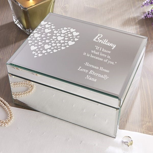 Personalized Mirrored Jewelry Box - Love Is Kind