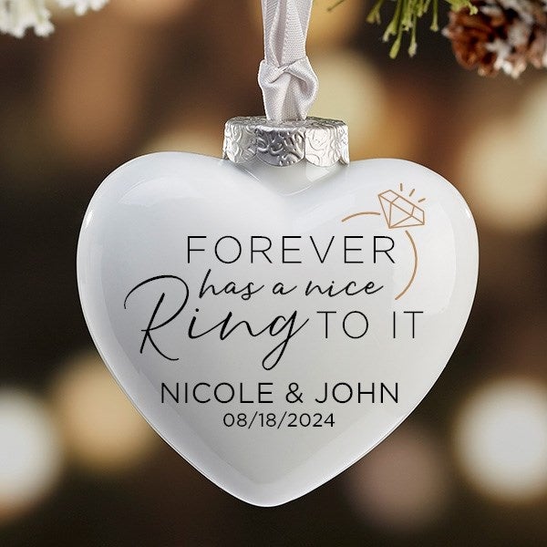 Personalized Christmas Ornaments For Couples Our First Christmas Engaged Personalized Ornament - Engagement Announcement Couple Gift - Engagement Ring Custom Ornaments For Couples