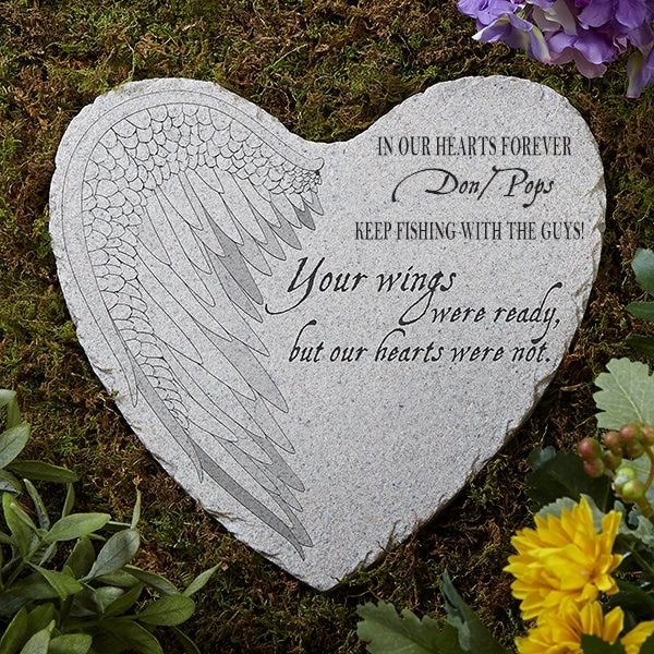Personalized Memorial Heart Garden Stone - Your Wings
