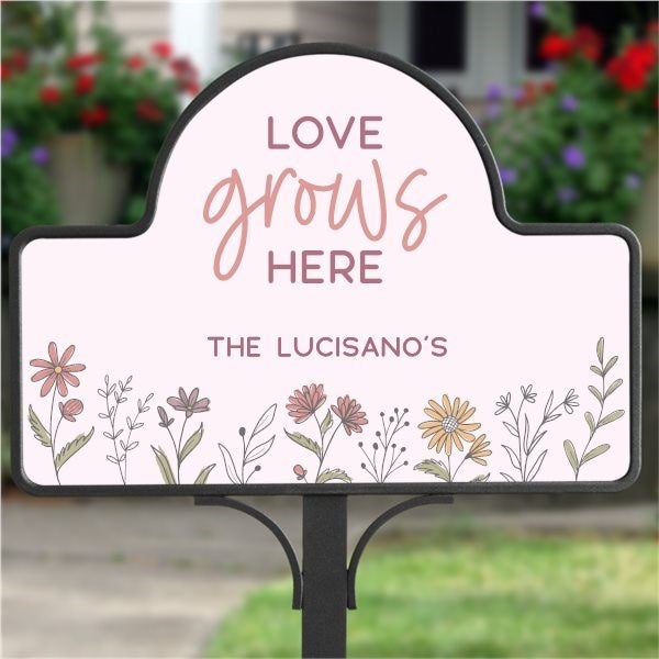 Love Blooms Here Personalized Garden Sign