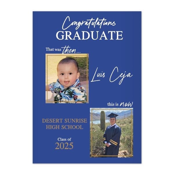 卒業 10th Graduation プロモ カード Then & Now Graduate Personalized Photo Graduation Greeting Card