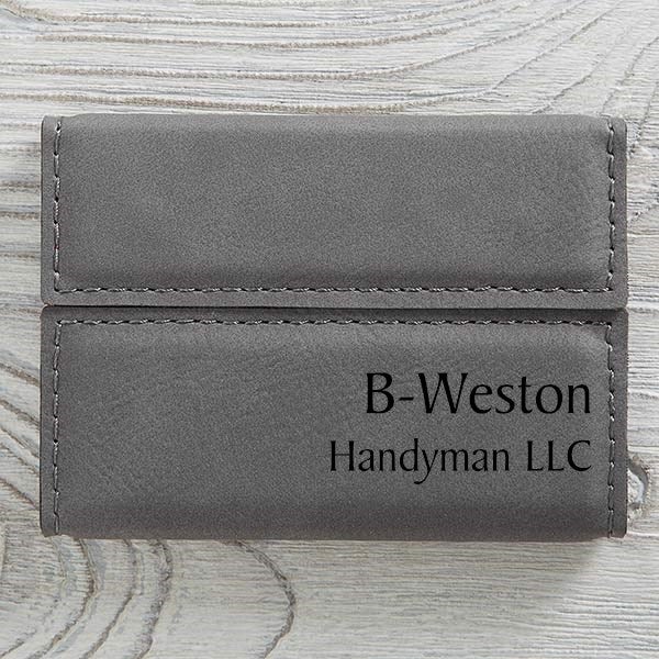Personalized Charcoal Business Card Case