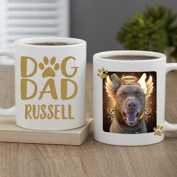 Dog Dad Personalized Photo Coffee Mug 11 Black