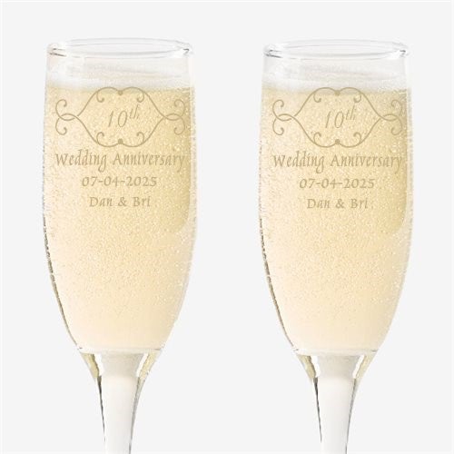 Anniversary Toast Personalized Champagne Flute Set
