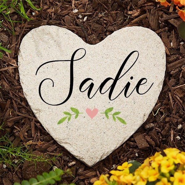 Personalized Heart Garden Stones - Let Love Grow