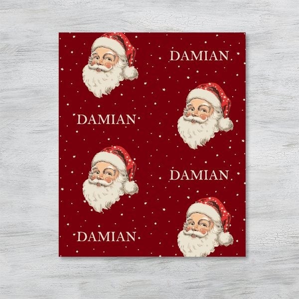 Vintage Santa Personalized Christmas Wrapping Paper Sheets