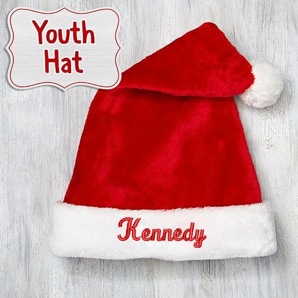 Custom Printed Santa Hat – Personalised With Any Name – Red Felt Christmas Xmas