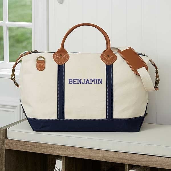Luxurious Weekender Embroidered Pink Canvas Duffel Bag