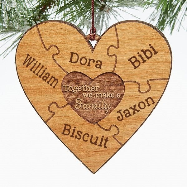 Together We Make A Family Natural Wood Ornament