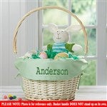 Personalized Willow Easter Basket With Drop-Down Handle- Teal Check - 7984