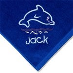 Go Fish! Embroidered 35x60 Beach Towel- Blue - 15602