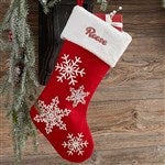 Red & White Snowflake Personalized Christmas Stockings