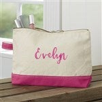 23412 - Embroidered Canvas Makeup Bag - Grey