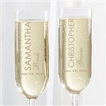17701 - Luigi Bormioli® Wedding Personalized Modern Champagne Flute Set 