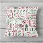 46475 - Holiday Repeating Name Personalized Christmas Throw Pillow