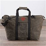 36571 - Embroidered Olive Waxed Canvas Weekender Bag