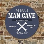 24537 - His Place Personalized Round Wood Sign