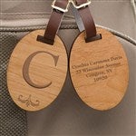 11937 - Classic Monogram Personalized Wood Luggage Tag