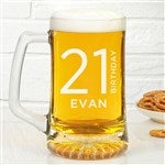 41781 - Birthday Bash Personalized Deep Etched Beer Mug