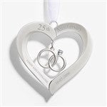 55240 - Anniversary Personalized Metal Heart with Rings Ornament