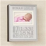 46821 - Baby Love Birth Information Engraved Silver Beaded Mini Photo Album