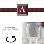27792 - Christmas Plaid Personalized Wine Glass Collection