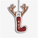 55039 - Reindeer Initial Personalized 2 Piece Wood Ornament
