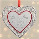 38392 - Mr. & Mrs. Personalized Silver Heart Ornament