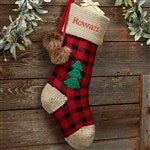 28069 - Buffalo Plaid Personalized Jumbo Knit Christmas Stocking