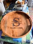 38222 - Lavish Last Name Engraved Acacia Wood Round Serving Tray