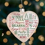 49333 - Holiday Repeating Name Personalized Lightable Frosted Glass Heart Ornament