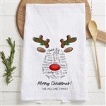 55147 - Reindeer Repeating Name Personalized Christmas Tea Towel