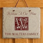 4490 - Floral Monogram Personalized Slate Plaque